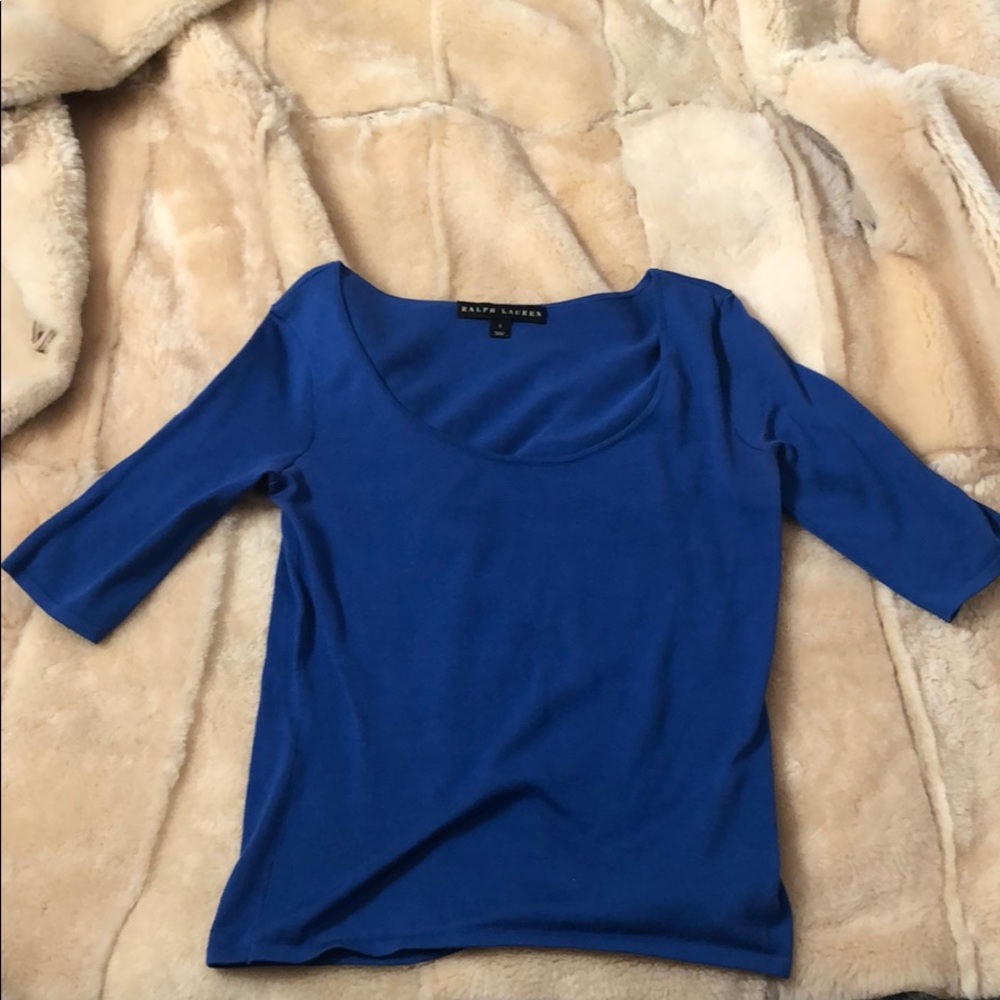 Ralph Lauren Blue Knit Scoop Neck Top